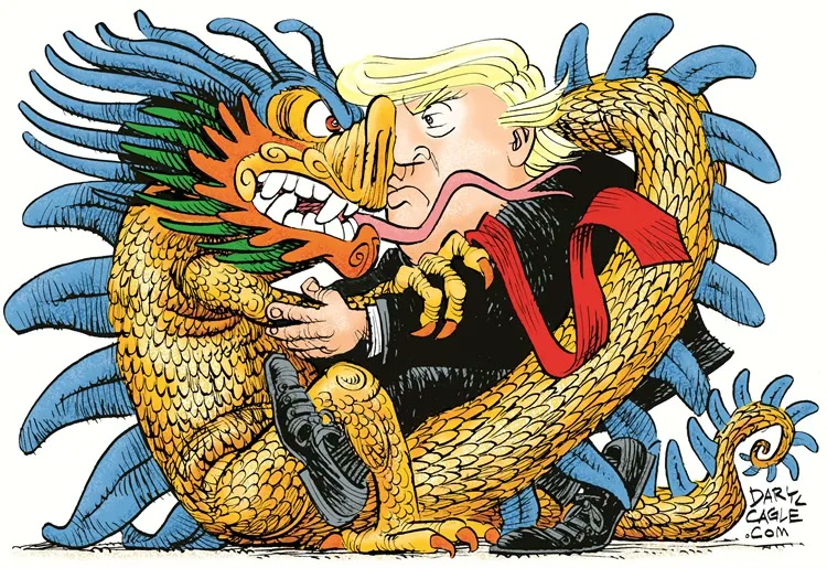 Wilders is een boze baby en Trump is een drakenvechter - Metaforen in politieke cartoons